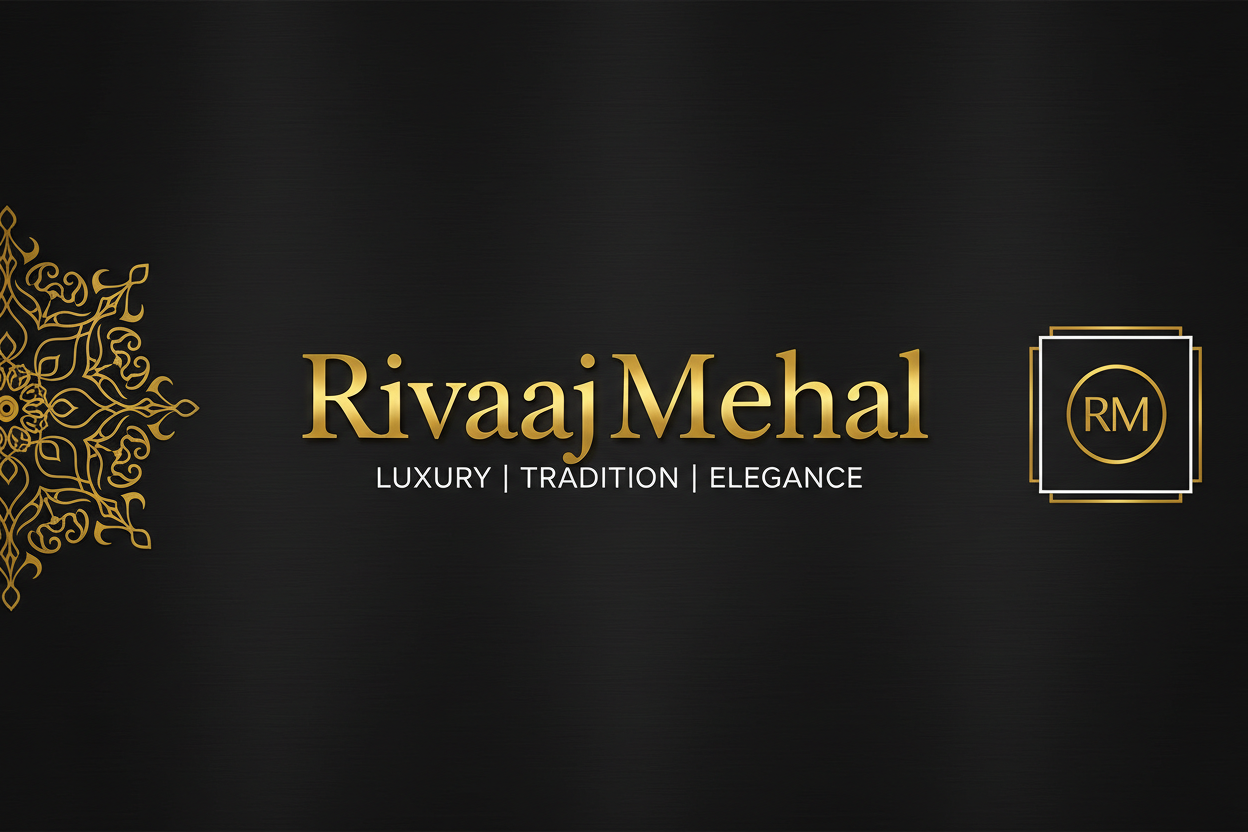 make black store banner with name rivaaj mehal with 4k resolution